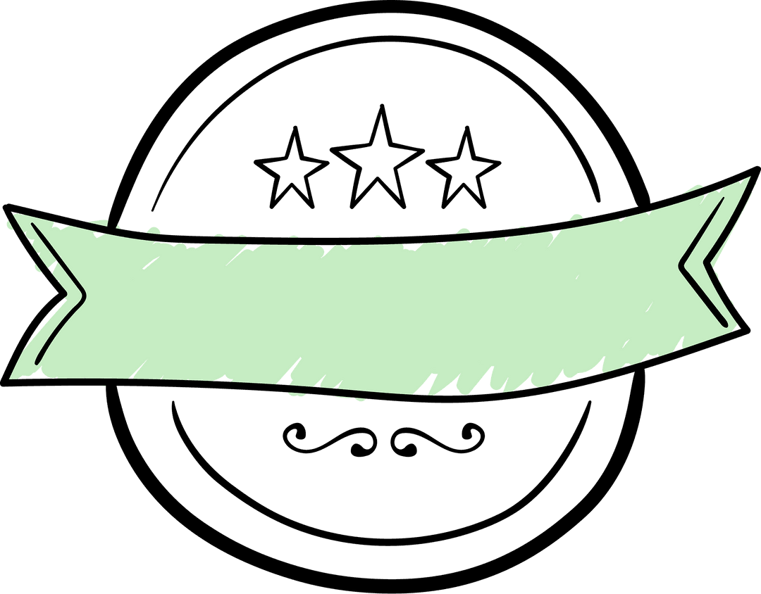 Pastel Green Badge Ribbon with Copy Space on Transparent Background