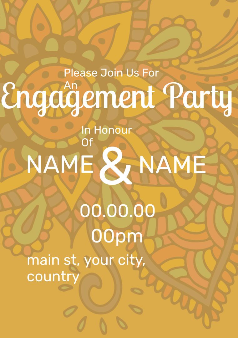 Ornate Engagement Party Invitation with Mandala Design