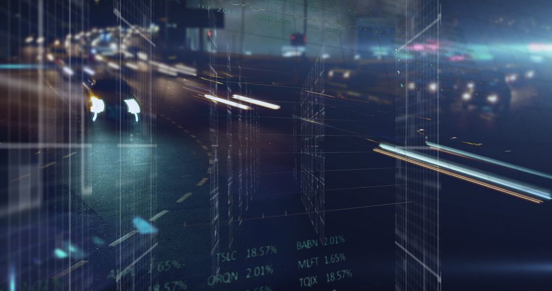 Data Interface Overlay on Bustling Urban Scene