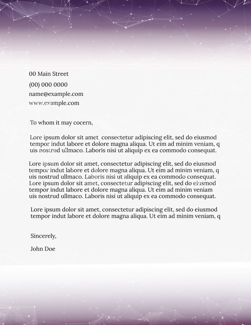 Geometric Formal Letter Template with Purple Gradient and Network Design - Download Free Stock Templates Pikwizard.com