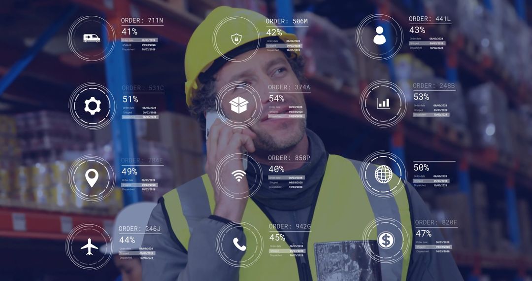 Warehouse Worker Analyzing Data with Augmented Reality Interface - Free Images, Stock Photos and Pictures on Pikwizard.com