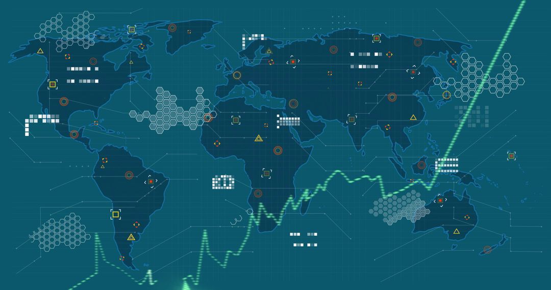 Global Stock Market Connections on Digital World Map
