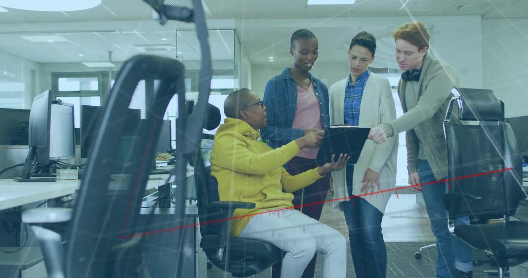 Dynamic Office Team Collaborating on Digital Project