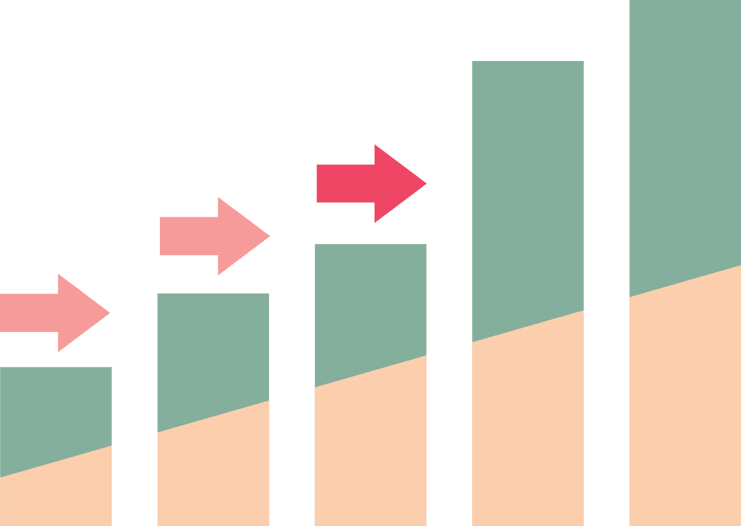 Growth Chart with Bold Arrows Overlay in Transparent Format