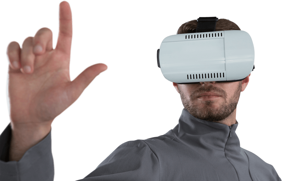 Transparent VR Headset Experiencing Future Technology