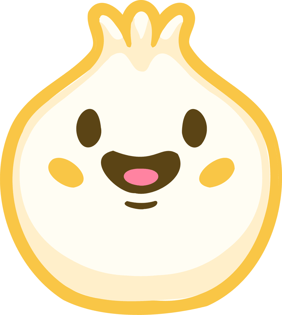 Cute Bao Bun Smiling Cartoon with Transparent Background