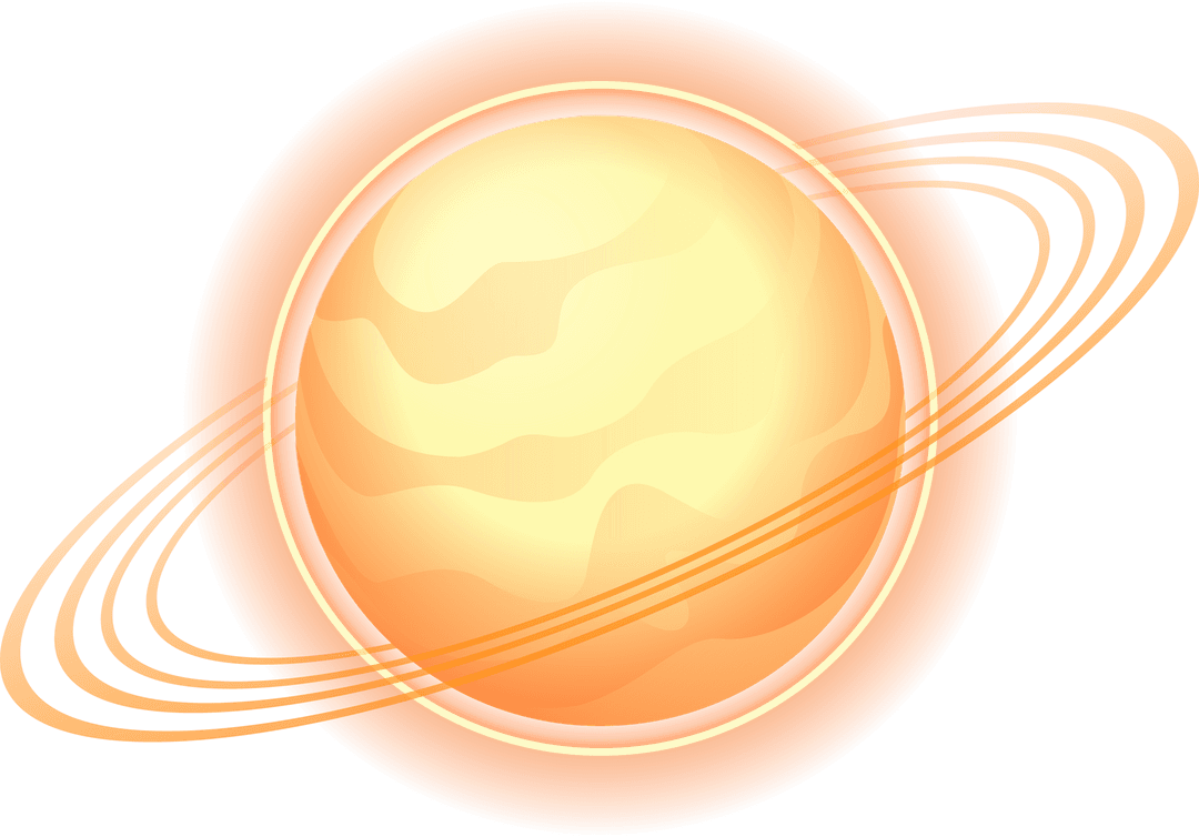Transparent planet design with glowing rings and gradient layers