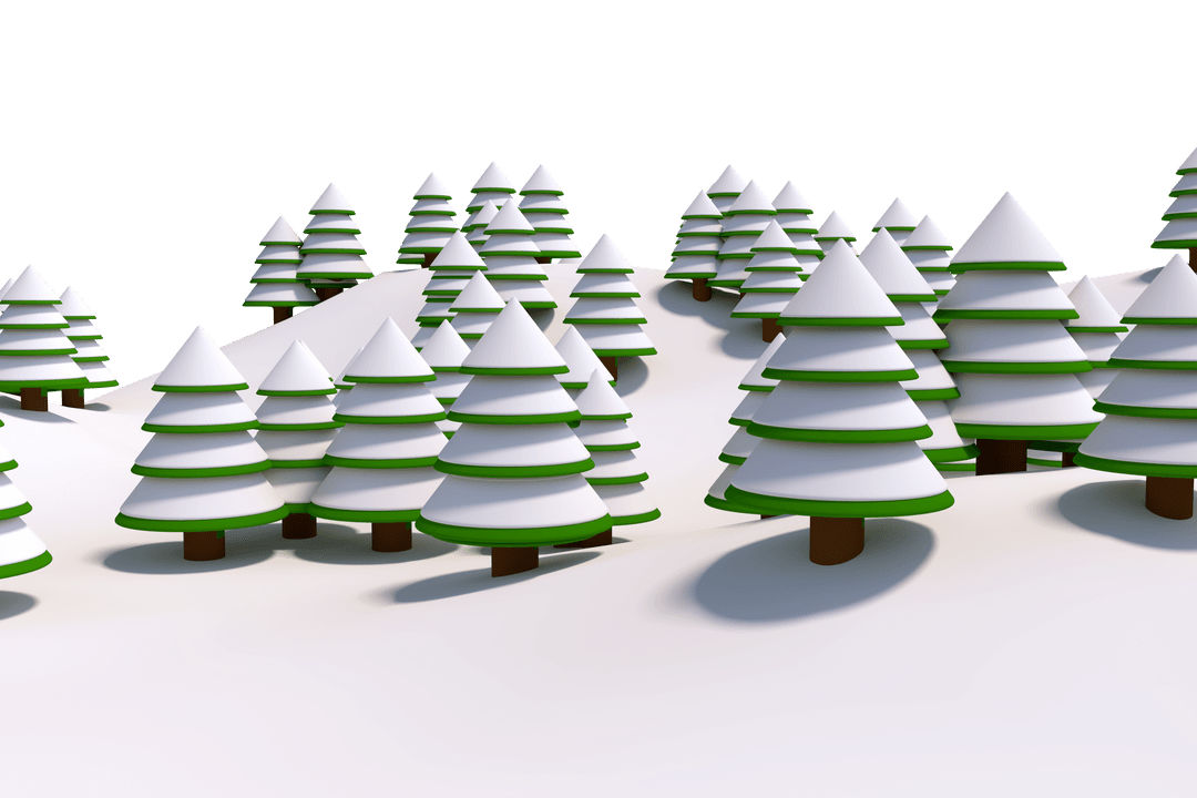 Transparent Snow Covered Pine Trees Creating Winter Wonderland