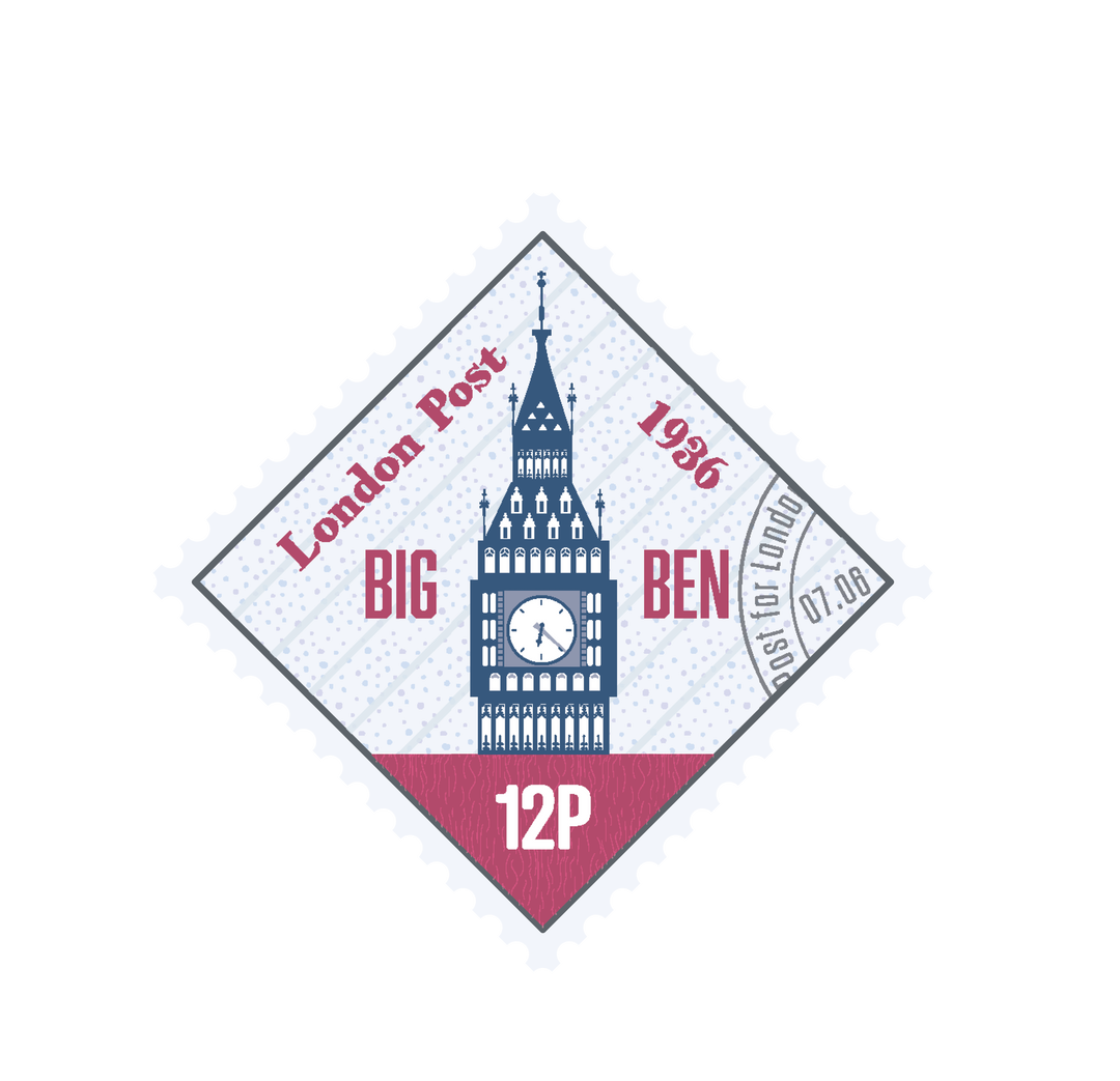 Digital English Post Stamp on Transparent Background with Big Ben Illustration - Download Free Stock Images Pikwizard.com