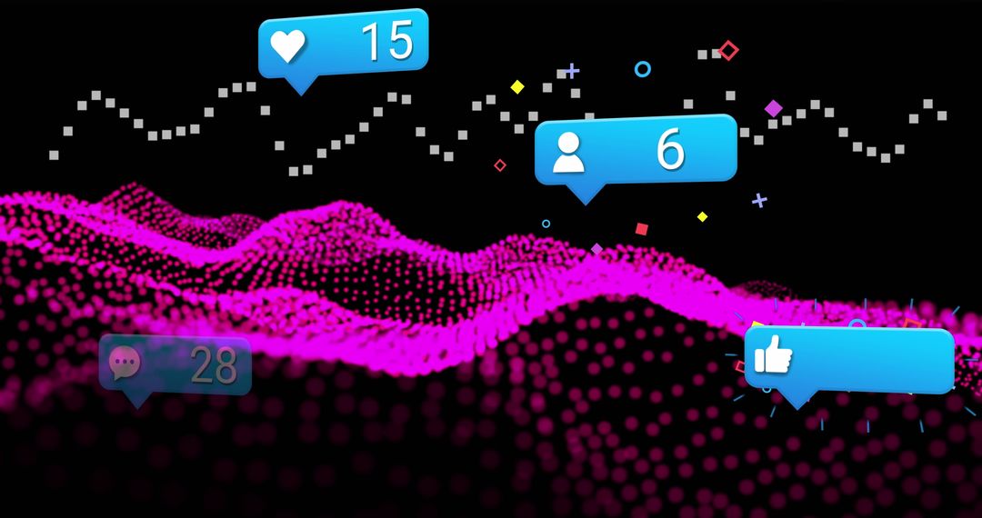 Digital Waves with Social Media Notification Bubbles
