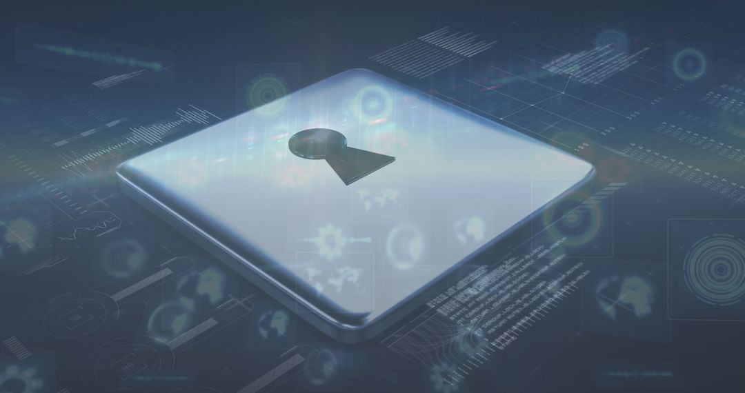 Futuristic Data Security Concept with Digital Padlock