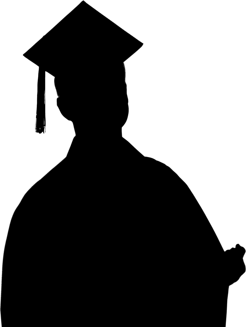 Silhouette of Person in Graduation Suit on Transparent Background
