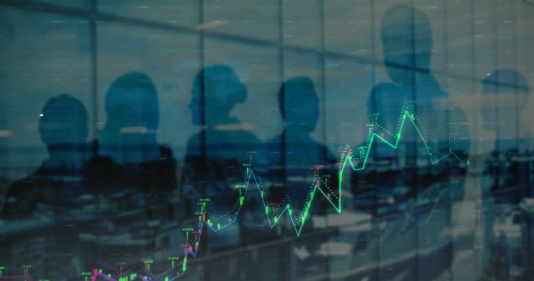 Digital Interface with Business Graph and Silhouettes