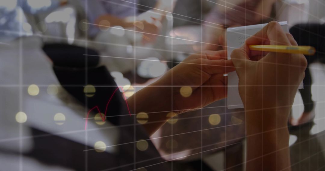 Professional Hands Writing Idea Conglomeration Insight with Data