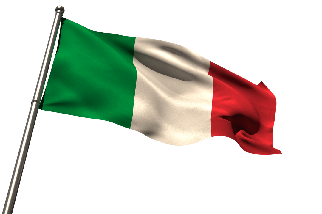 Italian Flag Waving on Pole with Transparent Sky Background - Download Free Stock Images Pikwizard.com