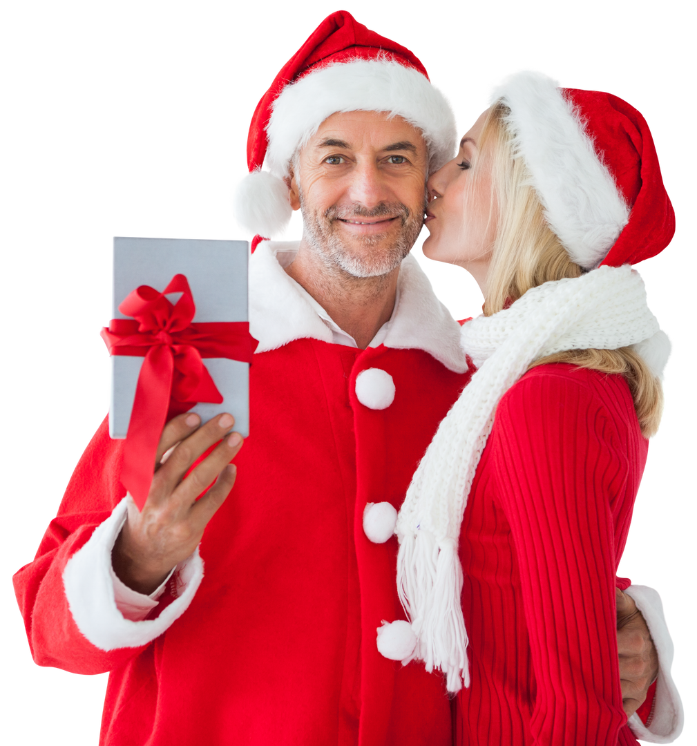 Caucasian Couples Wearing Santa Outfits Transparent PNG, Christmas Celebration Concept - Download Free Stock Images Pikwizard.com