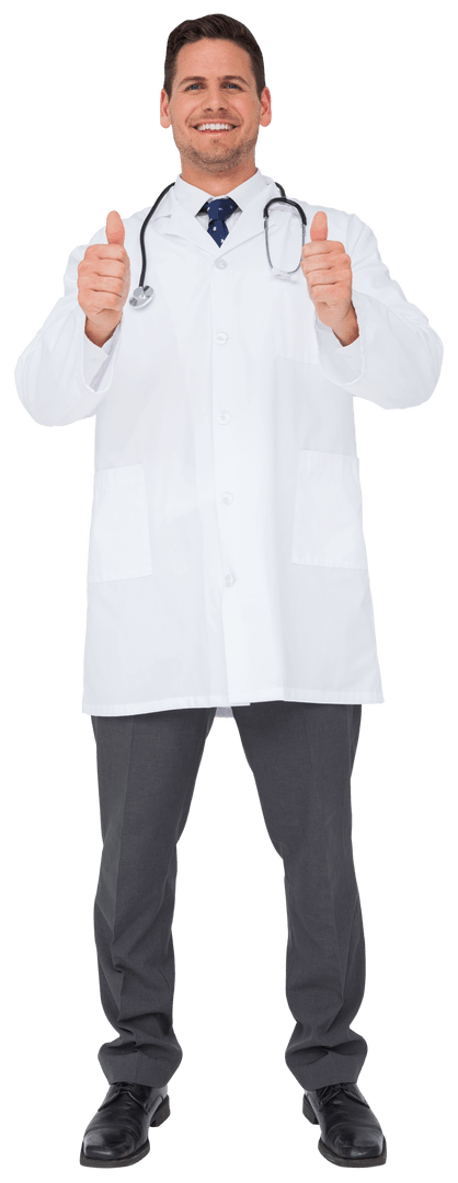 Confident Doctor with Thumbs Up, Transparent Background