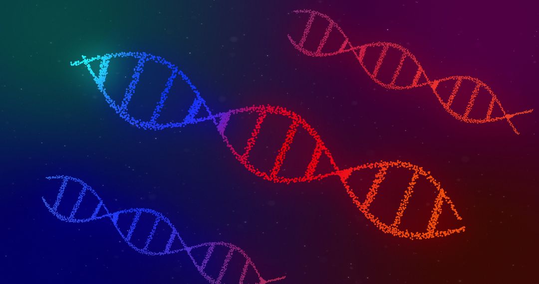 Glowing 3D DNA Double Helix Strands on Gradient Background