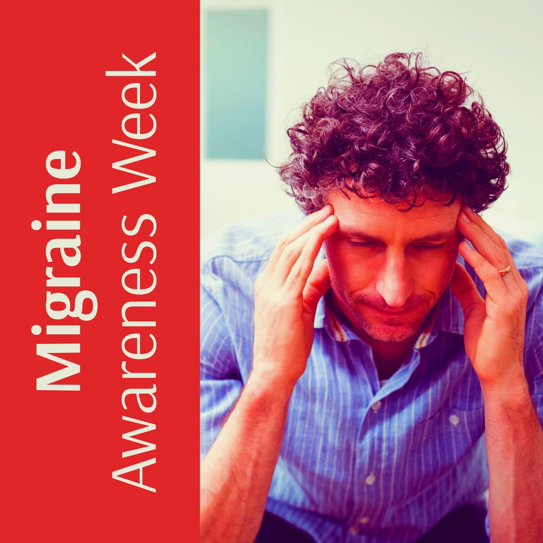 Migraine Awareness Week Featuring Man Experiencing Headache - Download Free Stock Templates Pikwizard.com