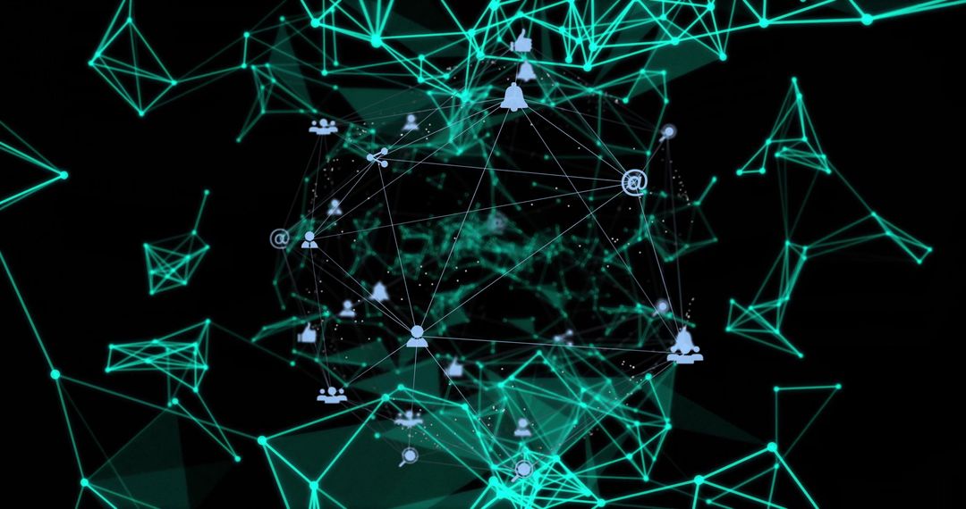 Futuristic Digital Network with Neon Social Media Connectivity