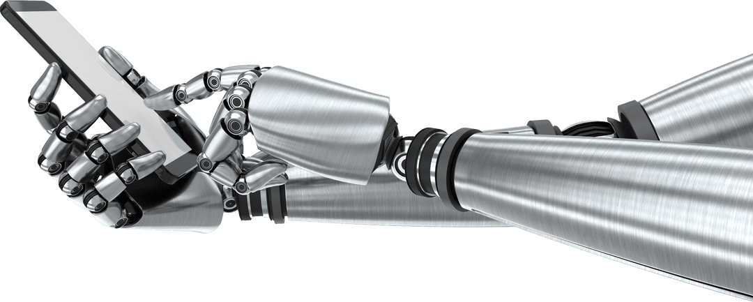 Robotic Hands Using Smartphone on Transparent Background