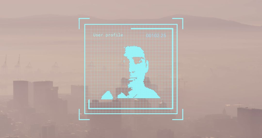 Cityscape Portrait Overlay Symbolizing Technology Connection