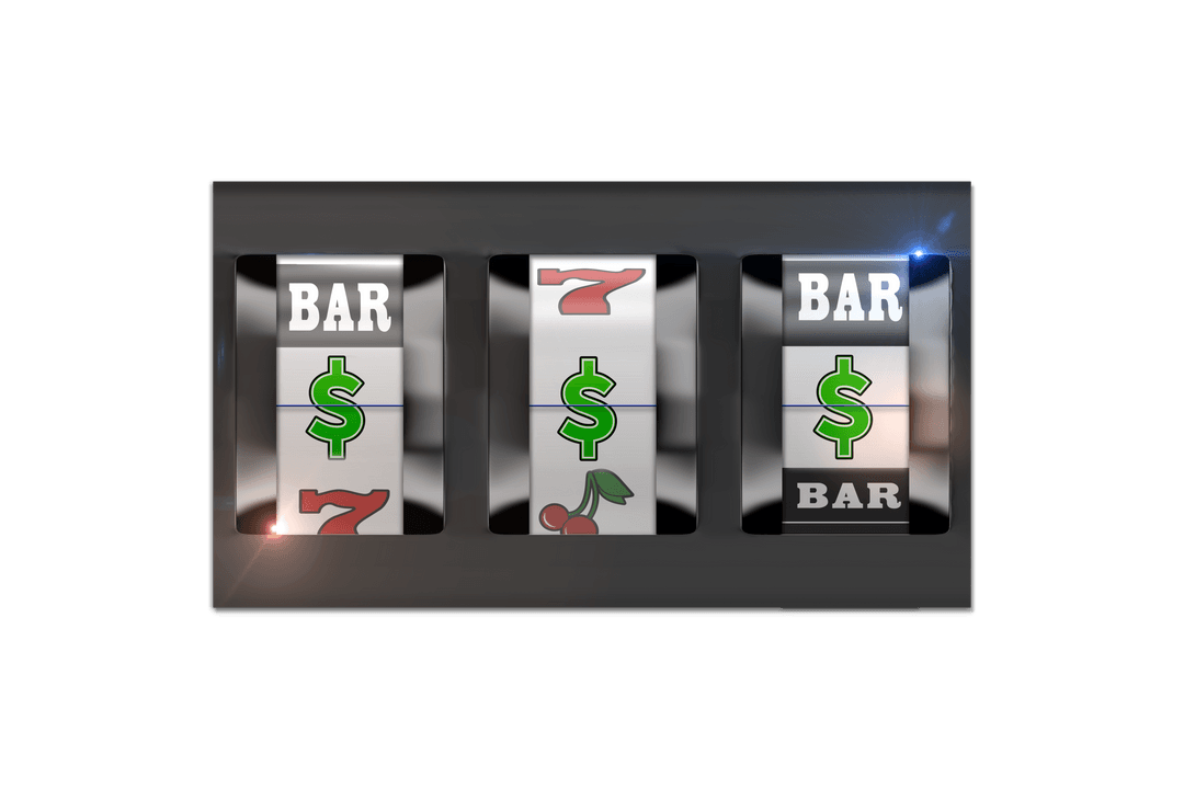 Digital Gambling Slot Machine on Transparent Background