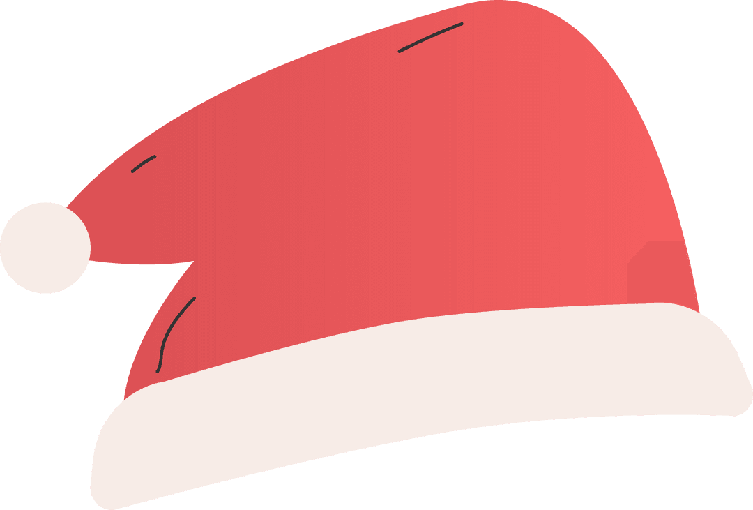 Festive Red Santa Hat with White Trim on Transparent Background