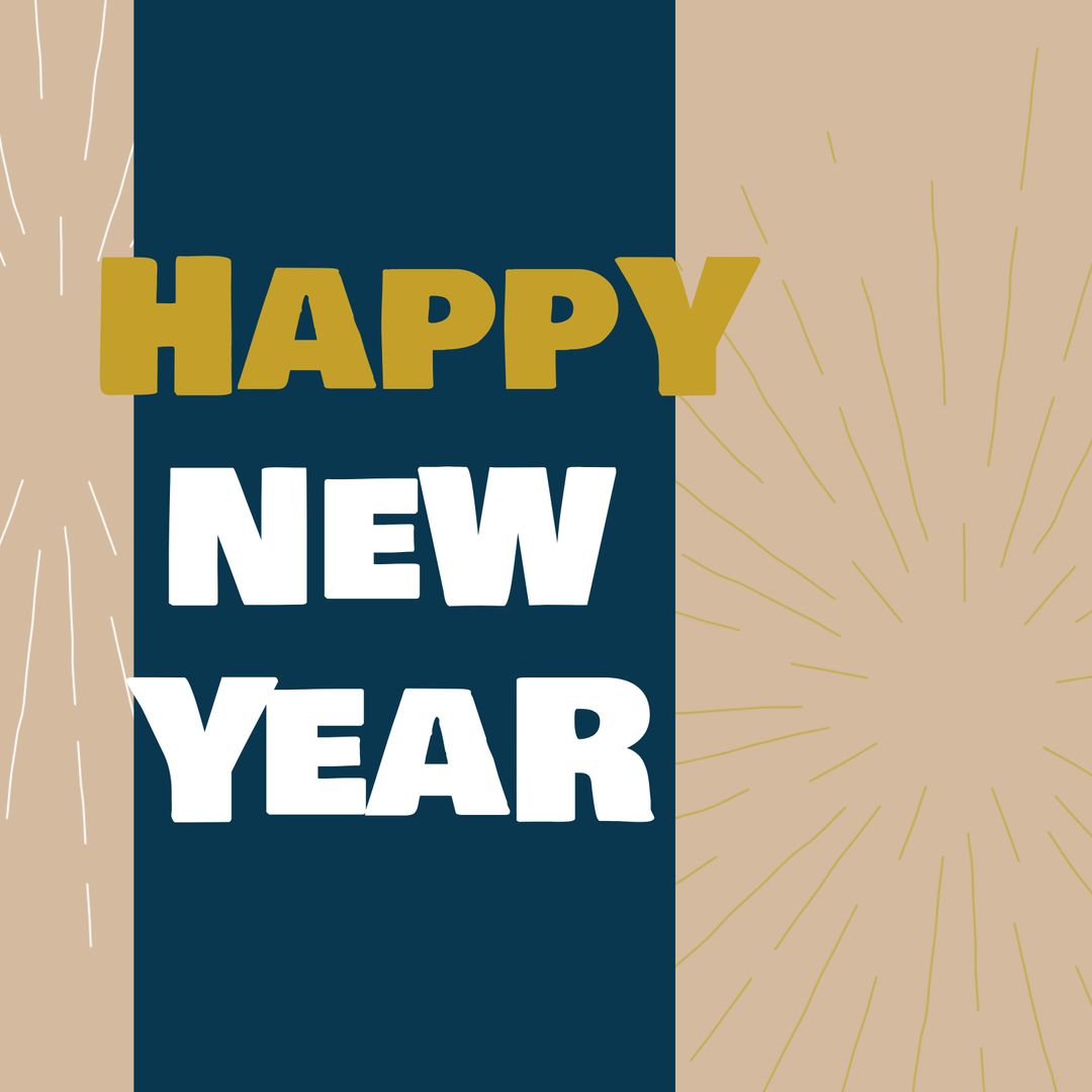 Festive Happy New Year Greeting with Fireworks Design