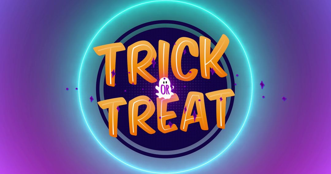 Colorful Trick or Treat Halloween Text with Ghost