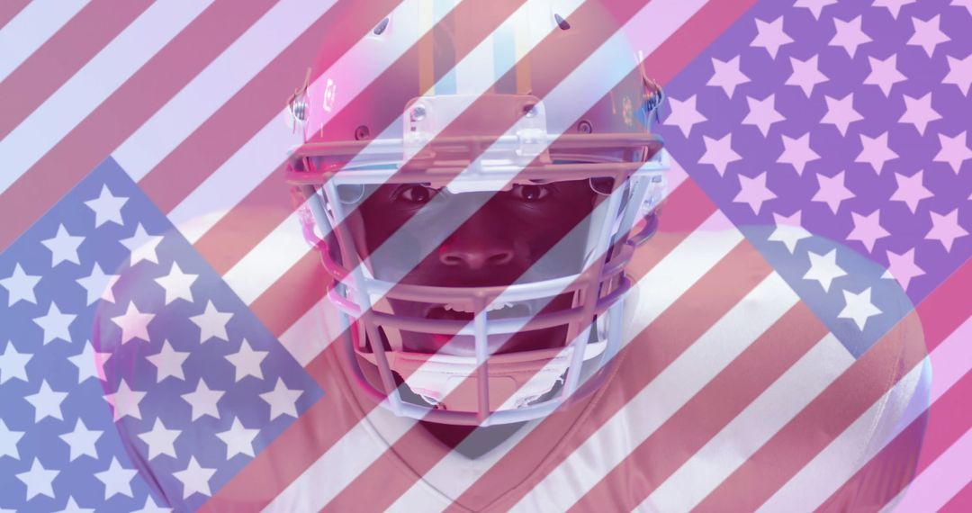 Football Player with USA Flag Overlay Representing Patriotism - Free Images, Stock Photos and Pictures on Pikwizard.com