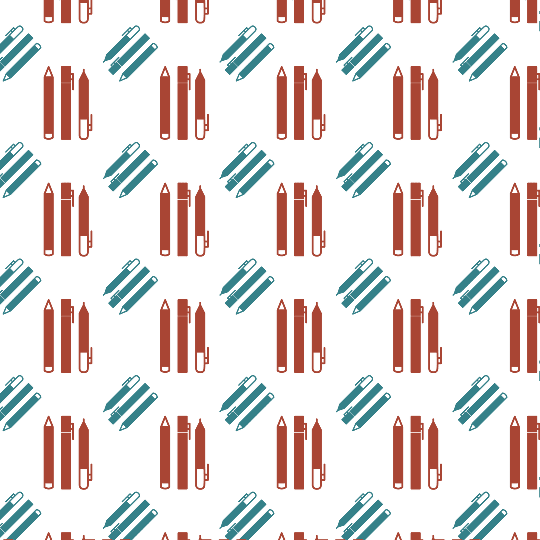 Seamless Transparent Pattern with Red and Blue Pens