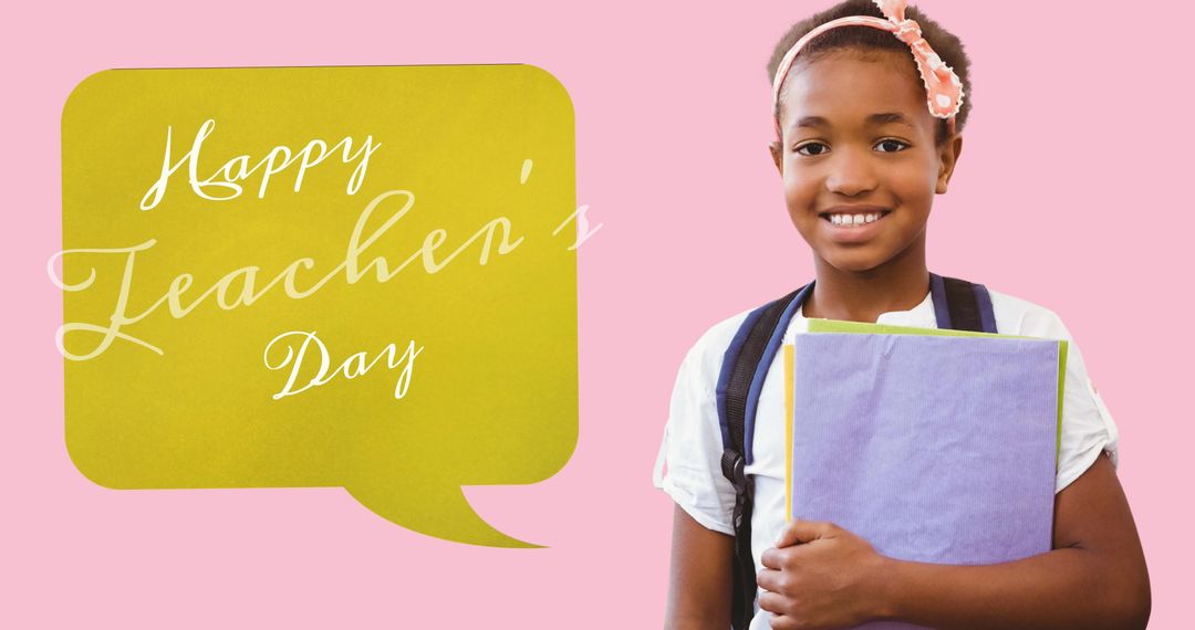 Happy Teacher's Day with Smiling Student Holding Books