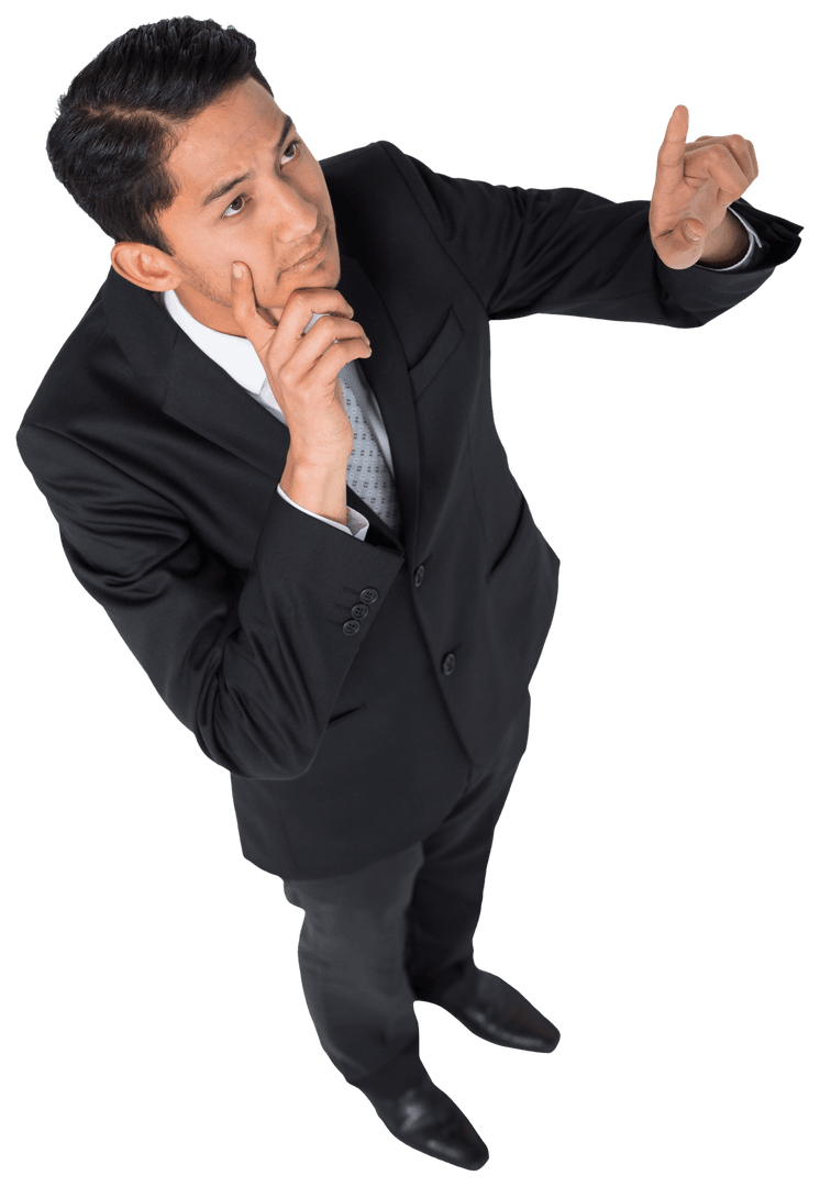 Focused Businessman Posing on Transparent Background