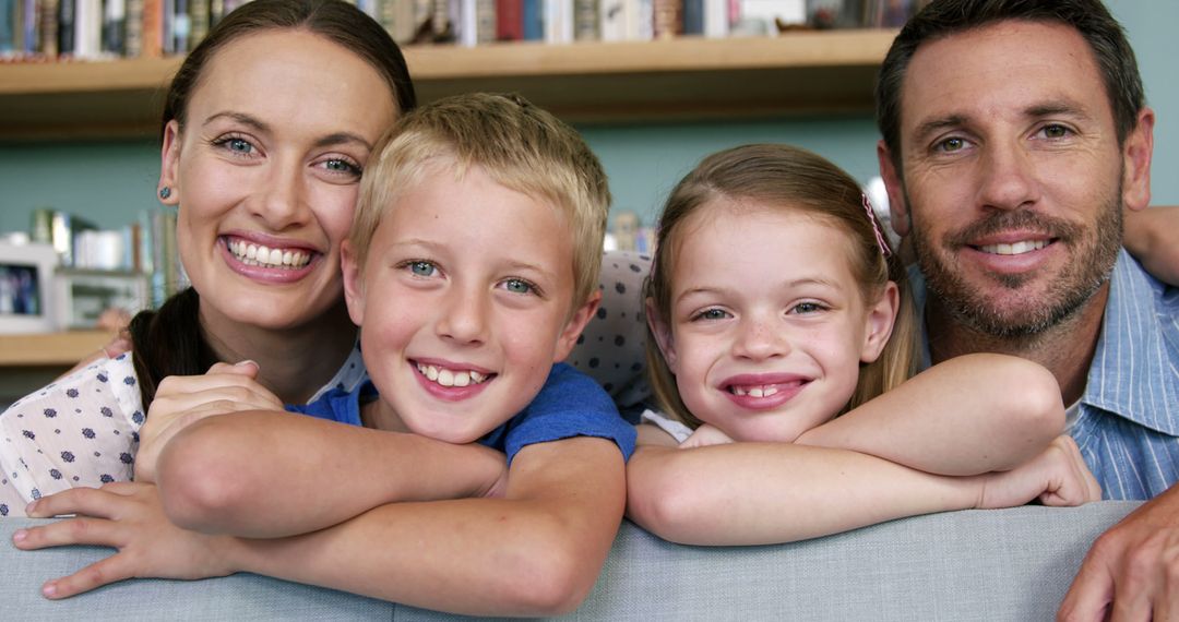 Close-Up Happy Family Smiling at Home Taking Family Photo - Free Images, Stock Photos and Pictures on Pikwizard.com