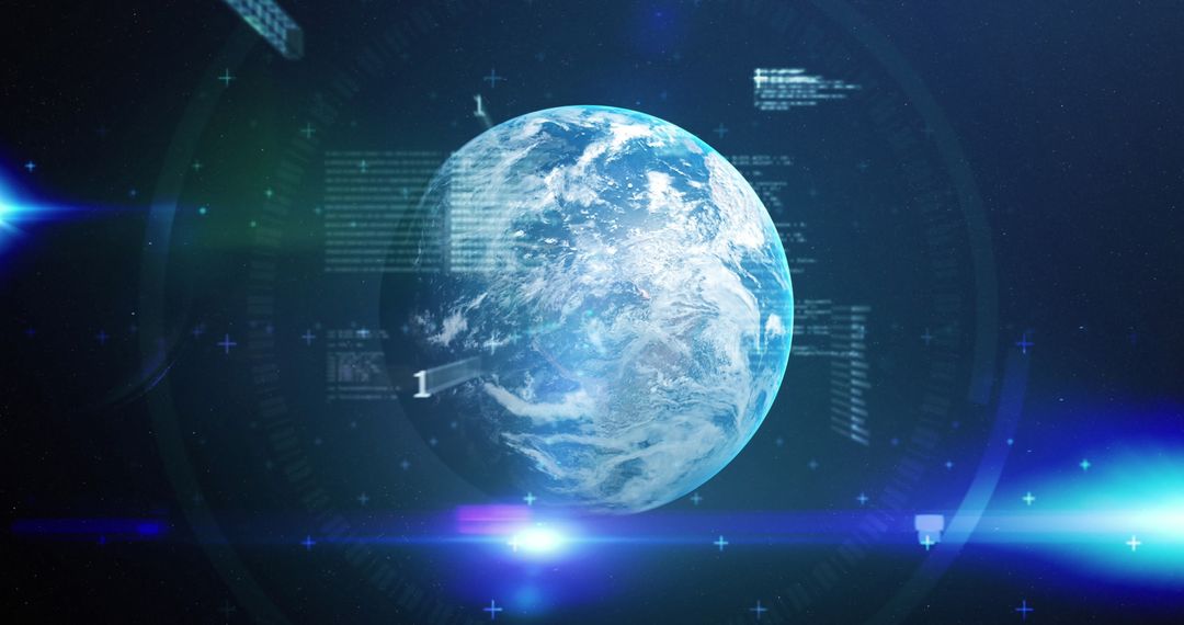 Earth with Digital Overlay Representing Global 6G Technology