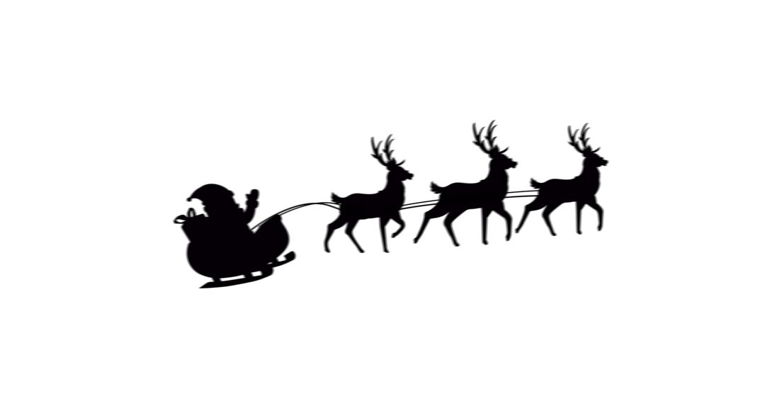 Santa Claus Sleigh Silhouette with Reindeer on White Background - Free Images, Stock Photos and Pictures on Pikwizard.com