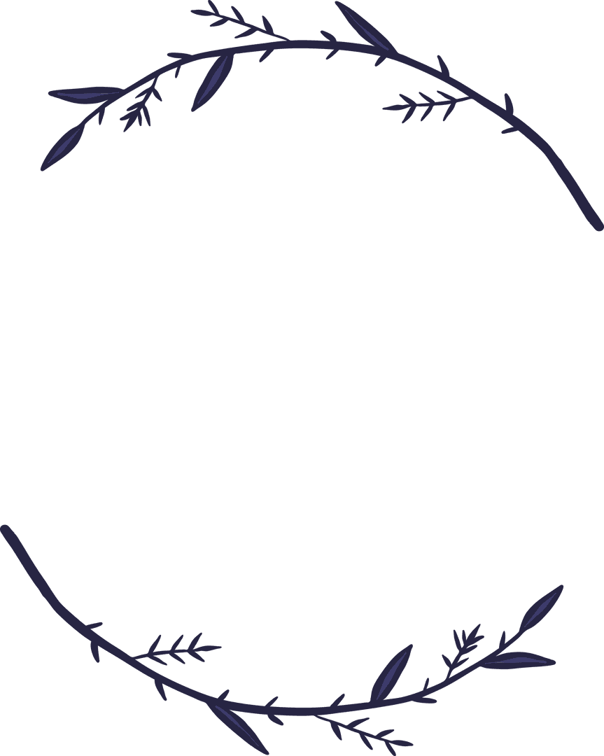 Elegant Blue Branches Wreath on Transparent Background