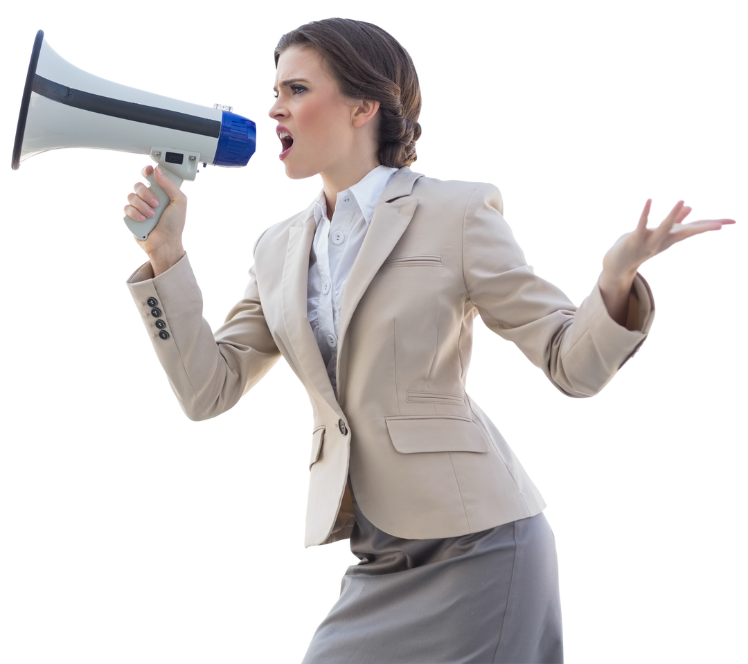 Transparent Businesswoman Shouting Through Megaphone - Download Free Stock Images Pikwizard.com