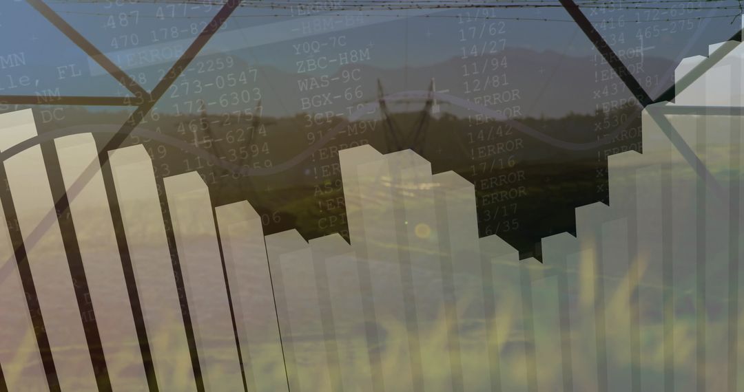 Futuristic Data Visualization with 3D Bar Chart Overlay