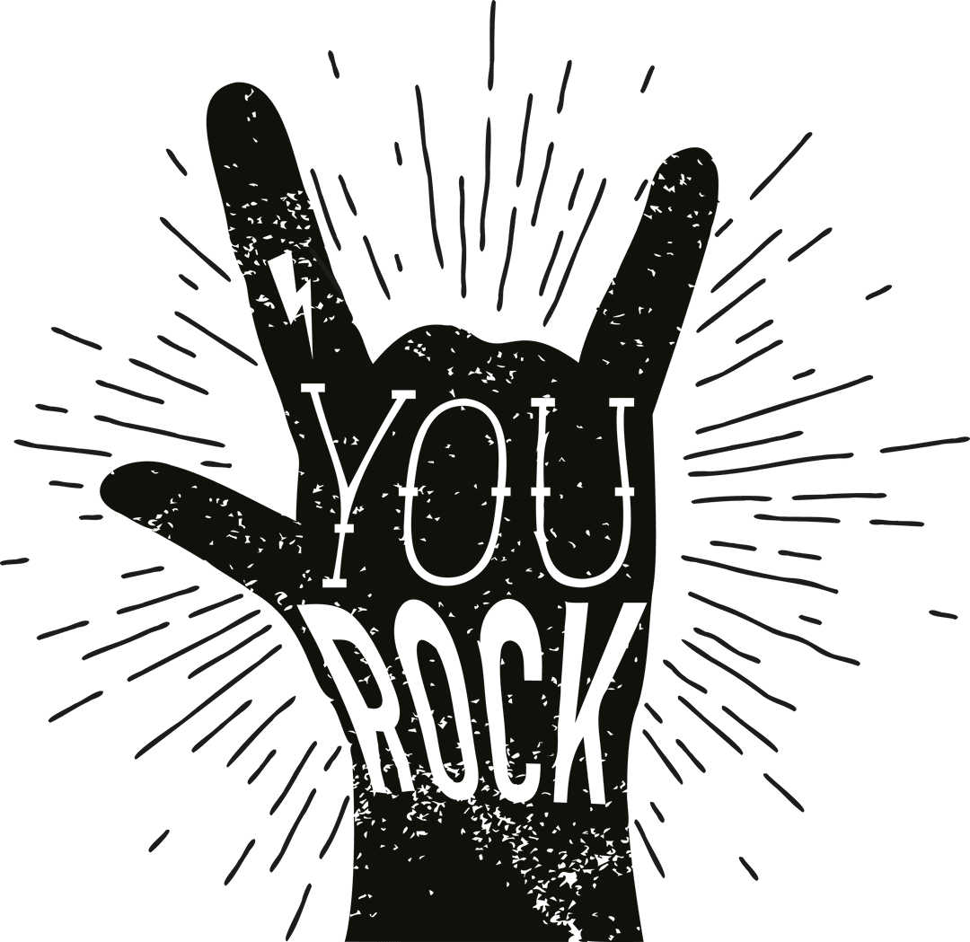 Hand Gesture with You Rock Message on Transparent Background