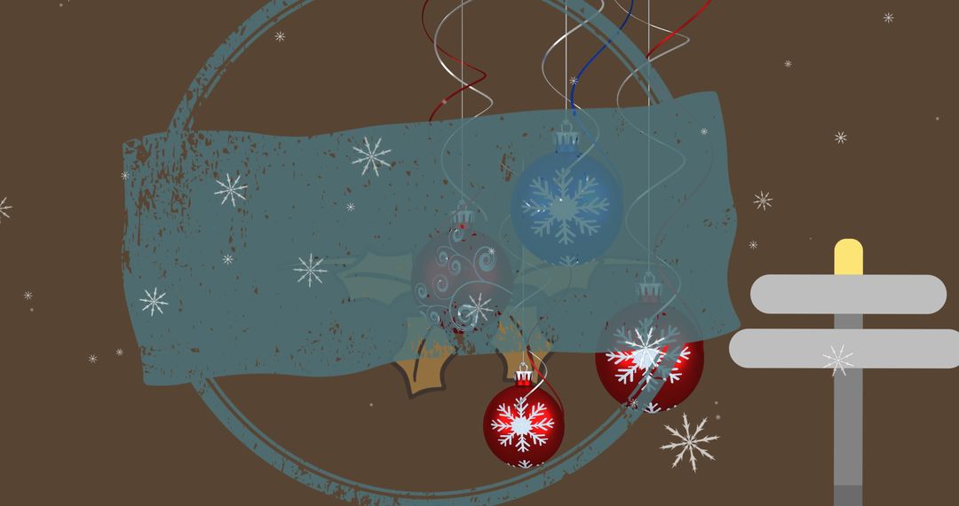 Abstract Christmas Digital Art with Falling Snowflakes