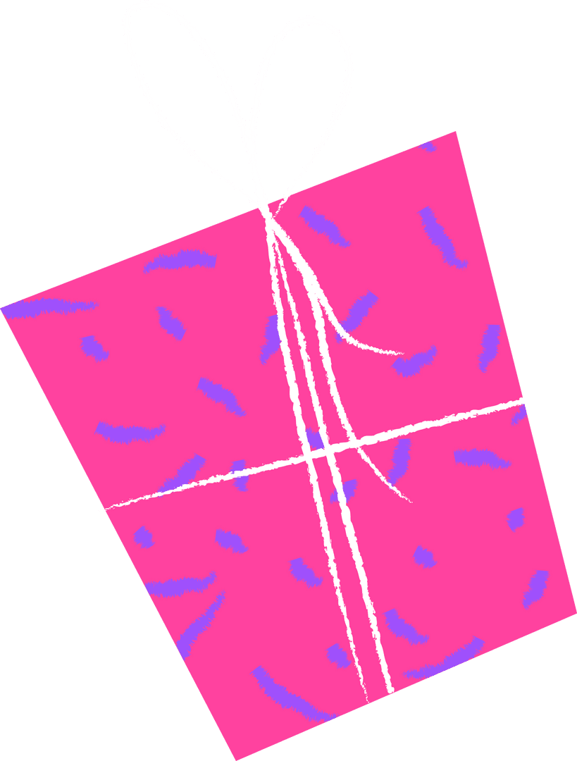 Stylish Pink Gift Box with Chalk Ribbon on Transparent Background