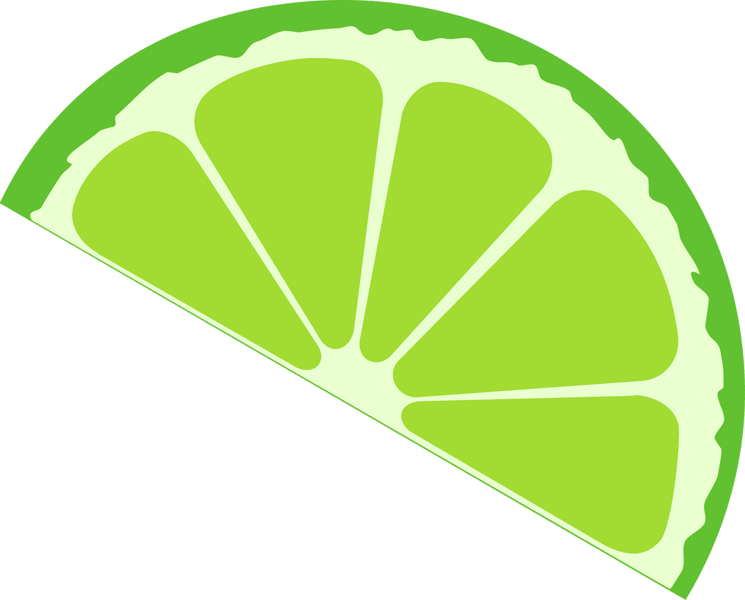 Stylized Lime Wedge on Transparent Background for Citrus Designs