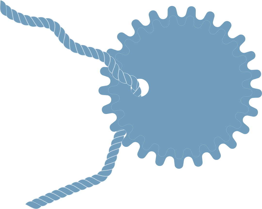 Blue Gear with Yarn on Transparent Background Illustration