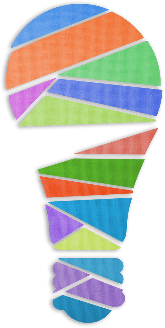 Vibrant Geometric Lightbulb Illustration on Transparent Background