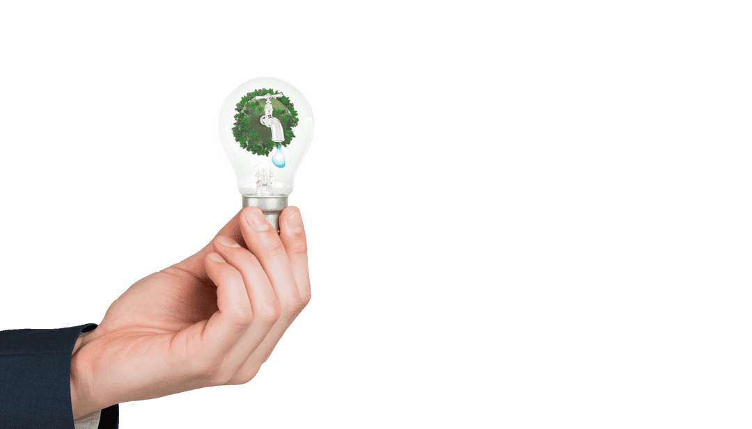 Hand Holding Light Bulb Symbolizing Creative Idea on Transparent Background