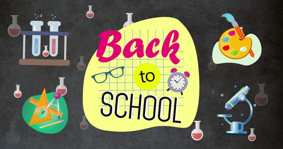 Colorful Back to School Design with Educational Icons - Free Images, Stock Photos and Pictures on Pikwizard.com