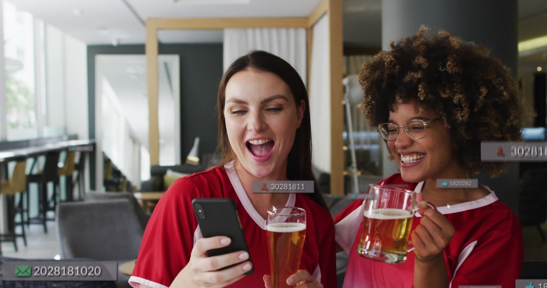 Joyful Diverse Friends Enjoying Drinks in Bar