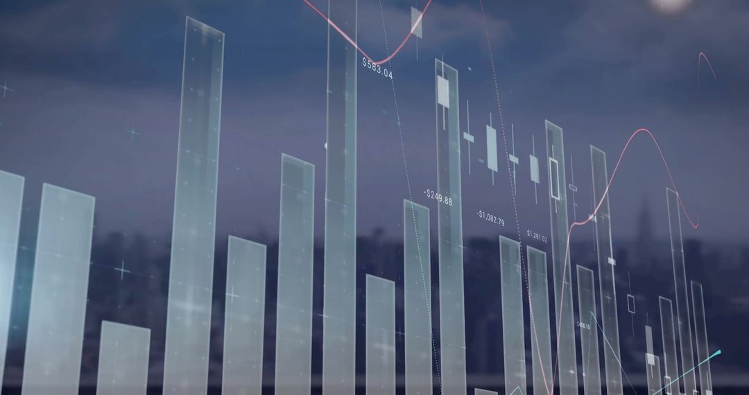 Data Processing and Digital Diagrams over Cityscape